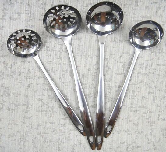 Stainless steel hot pot spoon soup shell long handle colander two pieces cooking tools soup spoon wholesale thumbnail