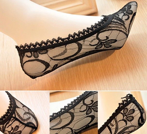 批发女单鞋必备时尚蕾丝花边船袜隐形袜短袜子厂家直销28g产品图