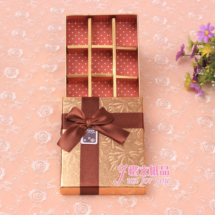 9格巧克力盒缎带蝴蝶结包装盒 高档情人节礼品盒产品图
