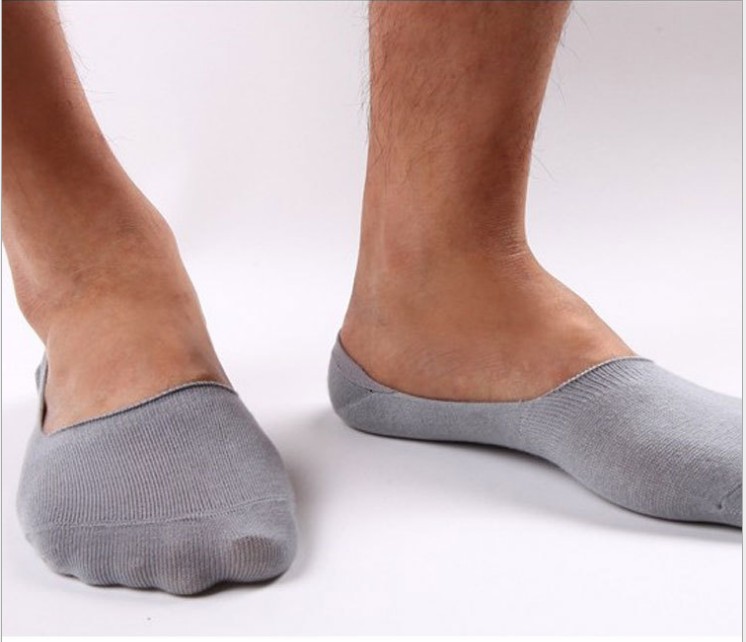 春夏款竹纤维男士隐形袜 男士纯色防滑硅胶隐形船袜细节图