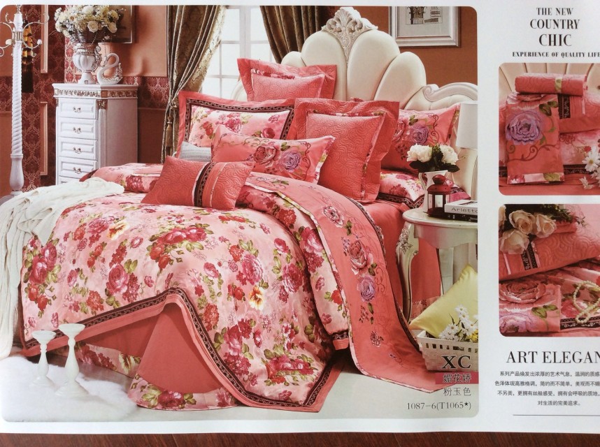 Oushimei all-cotton four-piece set pillow core summer cool quilt, festive multi-piece set cotton quilt details Picture