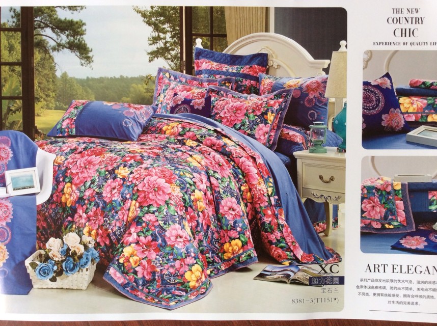 Oushimei all-cotton four-piece set pillow core summer cool quilt, festive multi-piece set cotton quilt Specification image