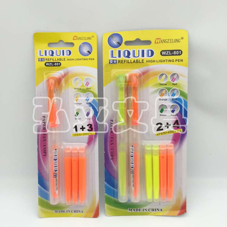 Direct fluid highlighter replaceable ink bag 1+3 set 801