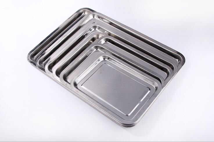 Stainless steel deepened rectangular tray for hotel use