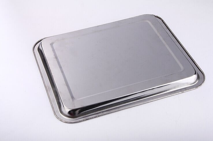 Stainless steel rectangular tray, hotel-specific square plate, round plate, fruit plate, tea plate, long dish details Picture