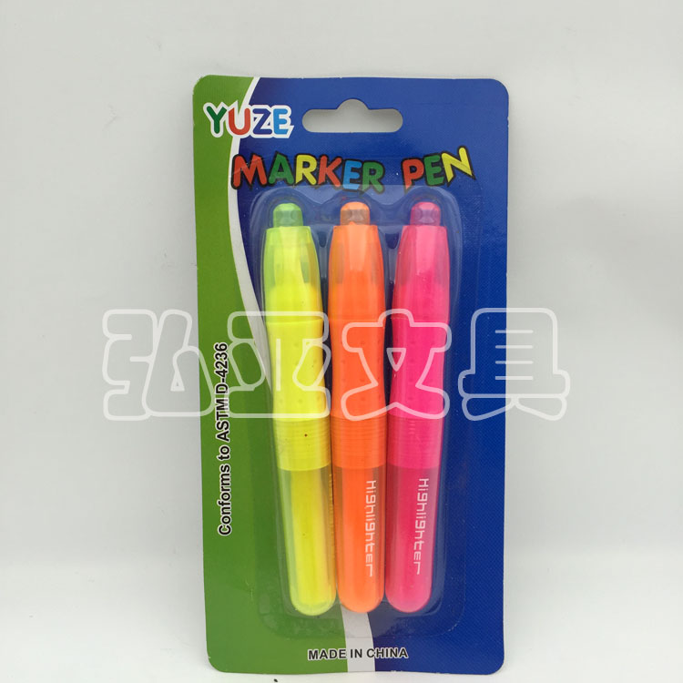 3 CARDS filled highlighters stationery sets color pens, water-based markers