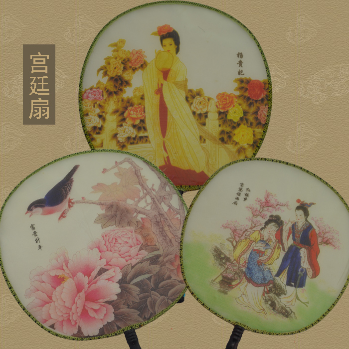 仿古绢丝空白团扇宫廷扇 素面白绢产品图