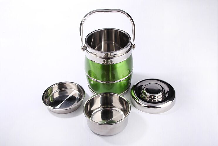 Colorful three-layer stainless steel vacuum insulated lunch box, insulated bucket, student lunch box, warm box, pot, high quality details Picture