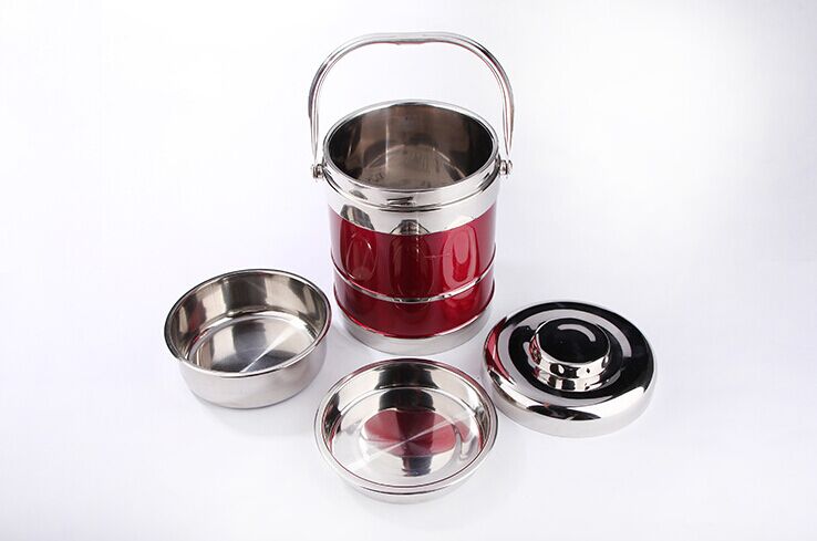 Colorful three-layer stainless steel vacuum insulated lunch box, insulated bucket, student lunch box, warm box, pot, high quality details Picture