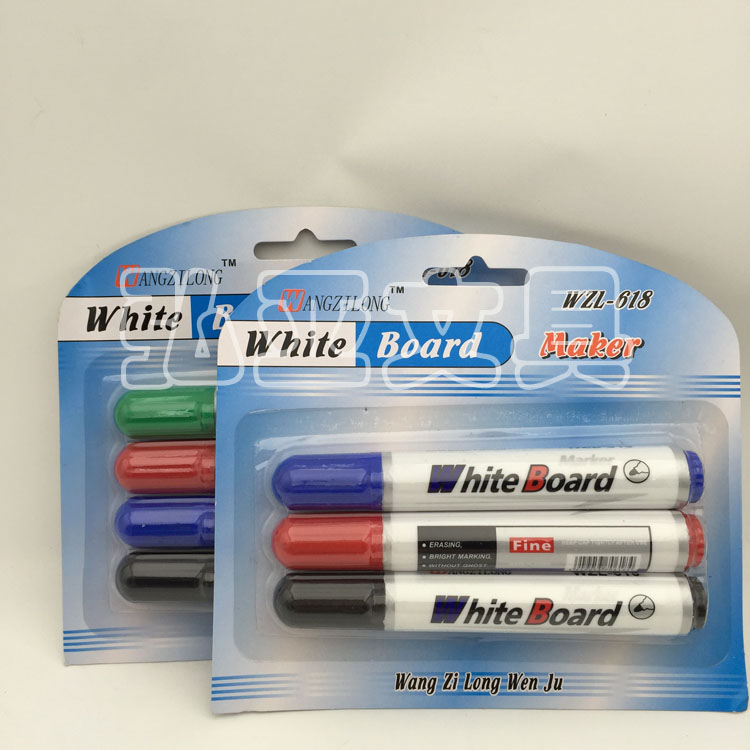 3 whiteboard pens, 4 CARDS, wZL-618 erasable marker