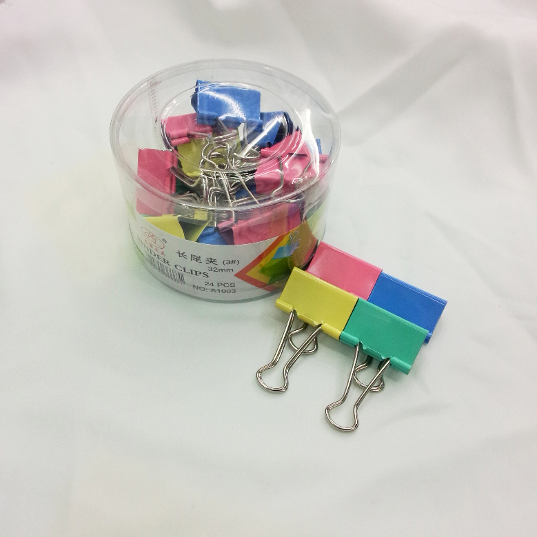 金属彩色长尾夹 长尾票夹 反尾夹32mm