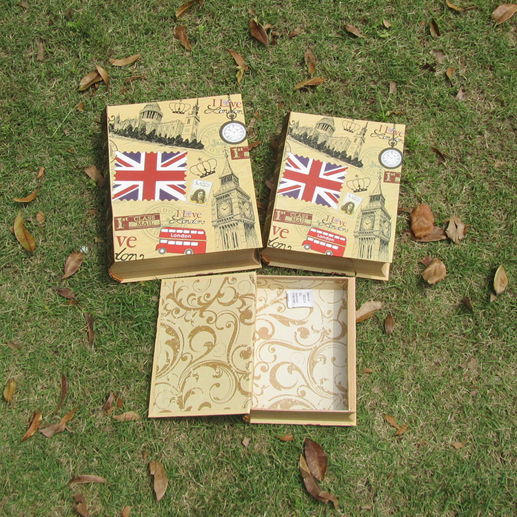 新款英伦风仿真书形盒创意礼品盒三件套细节图