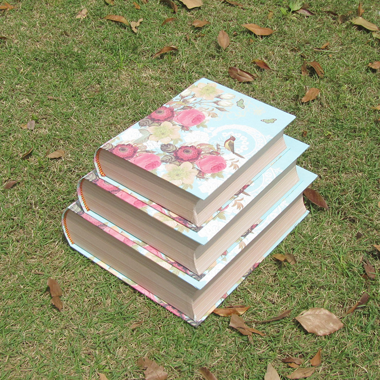 批发新款花鸟精美高仿真书形盒创意三件套礼品盒