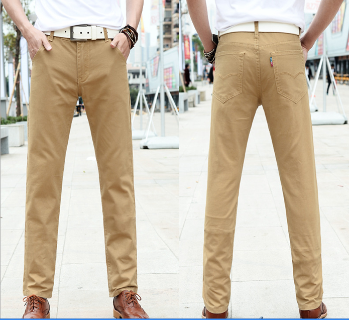 Men's casual pants, Korean-style slim-fit pure cotton men's pants, men's casual washed straight-leg pants, long pants Specification image