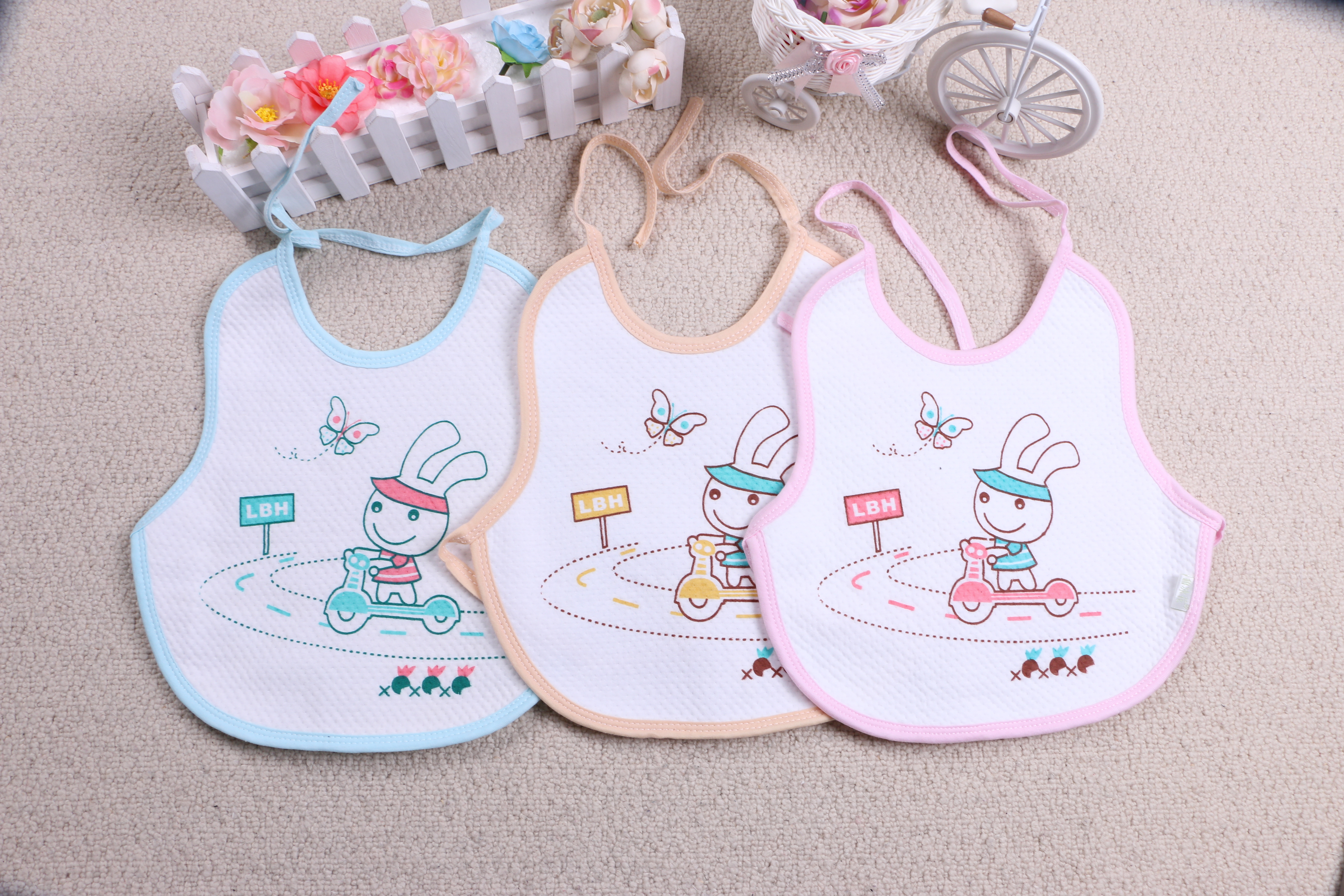 Cartoon Baby Bib Bib Lu Ice Rabbit Bib Pure Cotton Bib Baby Supplies