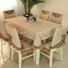 田园桌布布艺格子餐桌布椅套椅垫餐椅套装台布茶几布地中海
