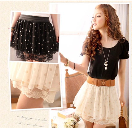 Skirt as the base, short skirt, gauze, lace polka dot chiffon, short culottes, high-waisted puffy skirt