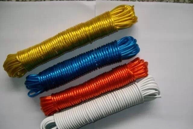 厂家直销，全色PVC+2根钢丝捆扎绳3.0粗20M高强丝绳、产品图