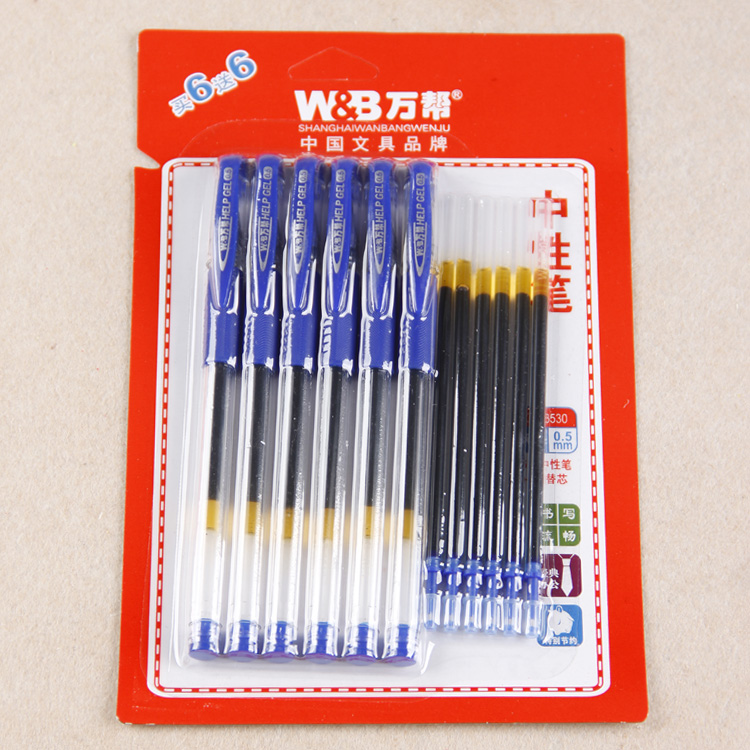 Model 3530 6-pen, 6-core suction card type gel pen, 0.5mm Specification image