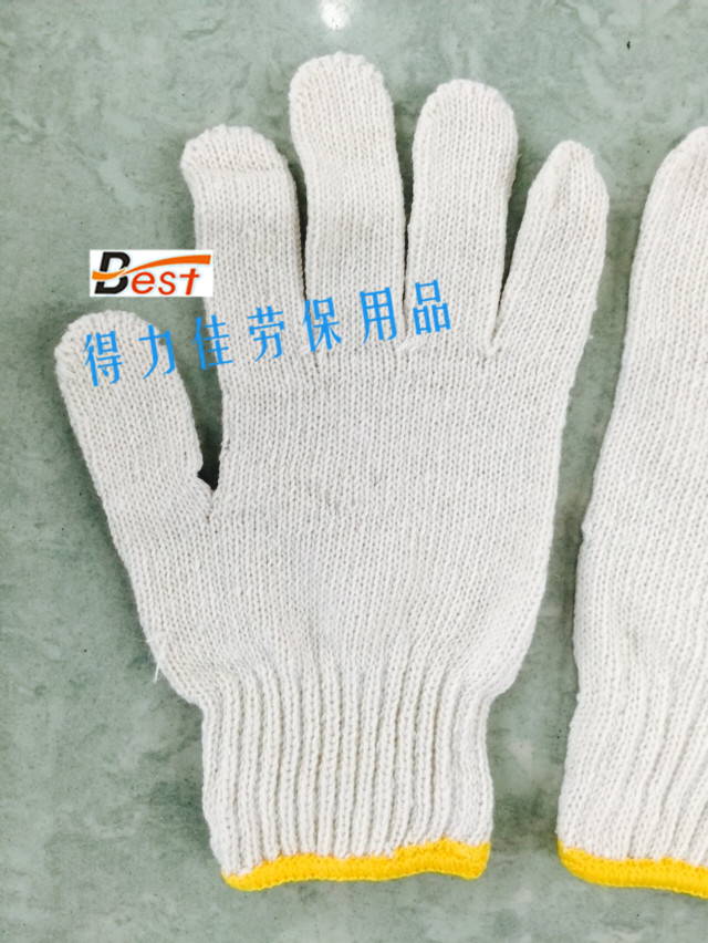 进口日本机器 600G漂白棉纱手套 劳保手套细节图
