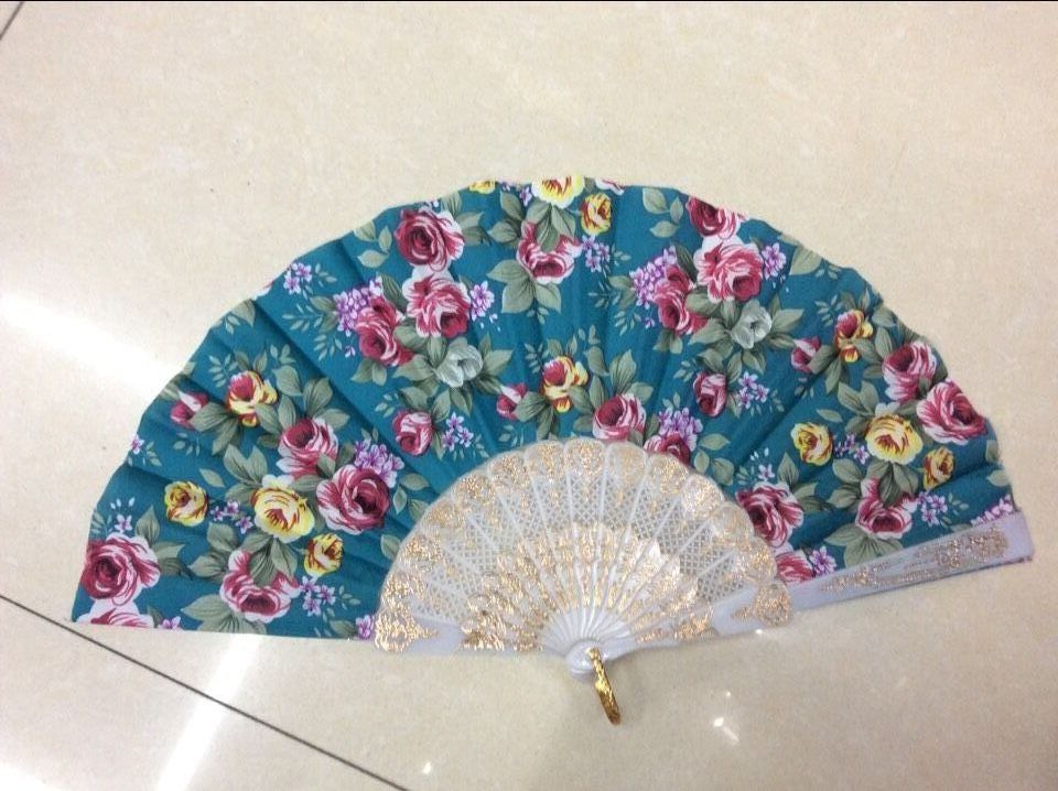 塑料玫瑰折扇子细节图