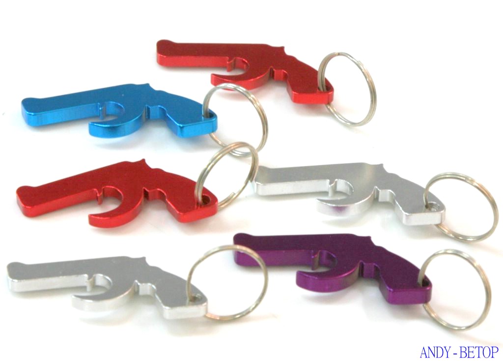 Pistol Bottle Opener on Keychain with Other Keys