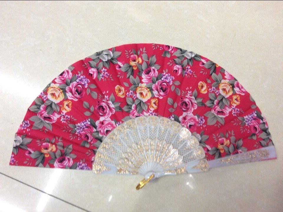 塑料玫瑰折扇子产品图