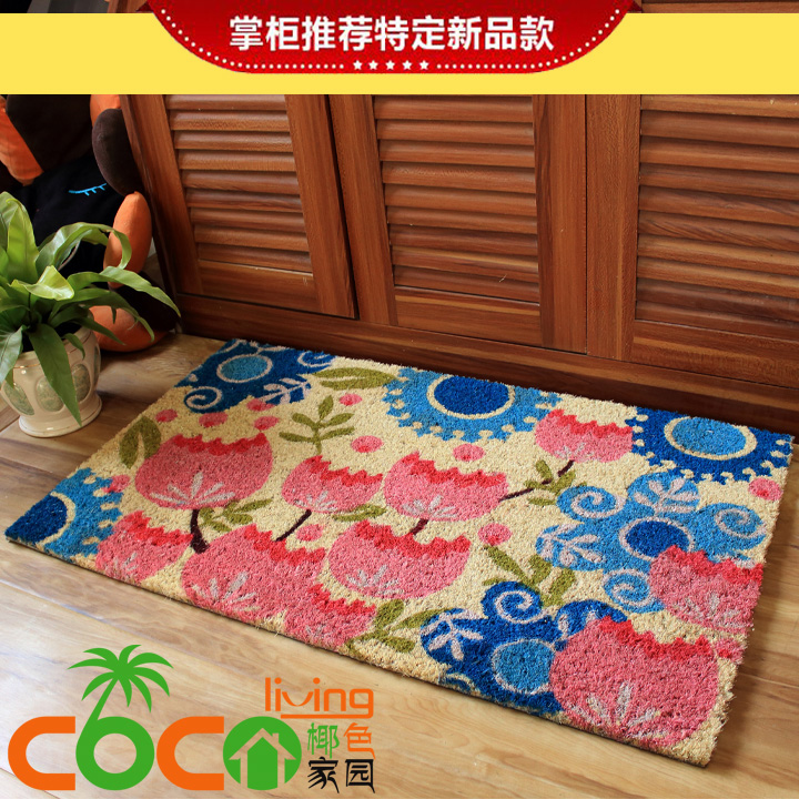 印花棕绒入口垫 除尘防滑细节图