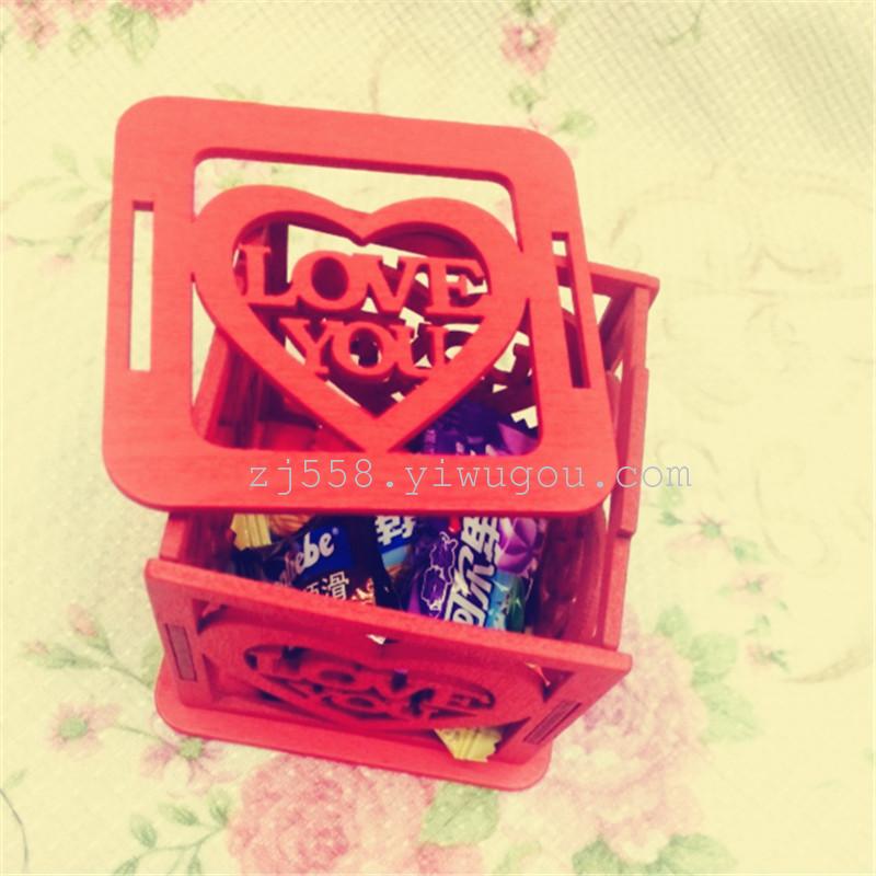 创意中国风激光雕刻木质LOVE喜糖盒子婚庆用品糖果盒包邮细节图