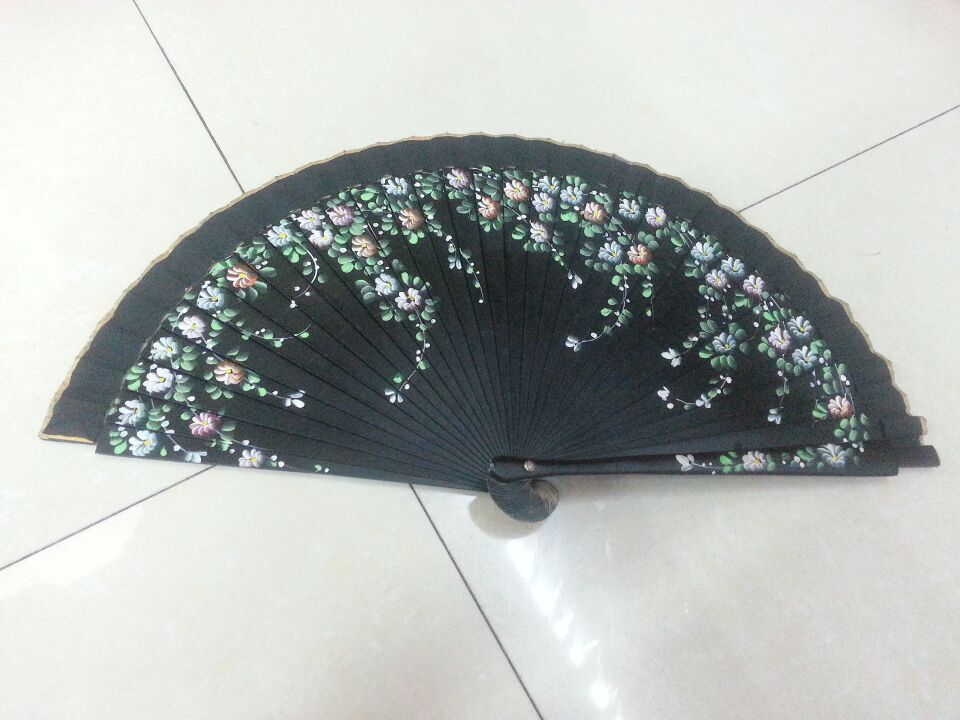 单面木头手绘折扇产品图