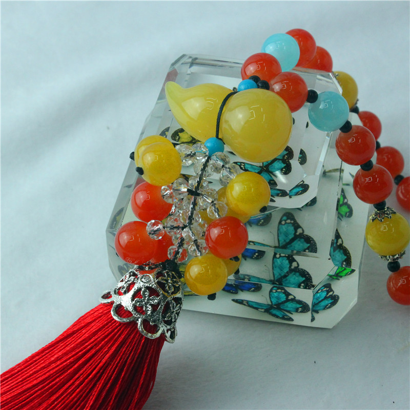 新款推荐 七彩蜜蜡葫芦汽车挂件 汽车内饰 精品车挂 厂家直销产品图