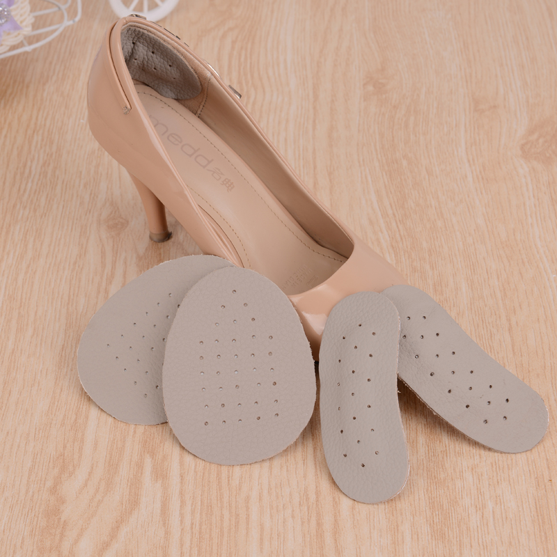Anti-Friction And Anti-Slip Front Sole Pad + Leather Insole On Back Heel Cowhide Set Insole Specification drawing