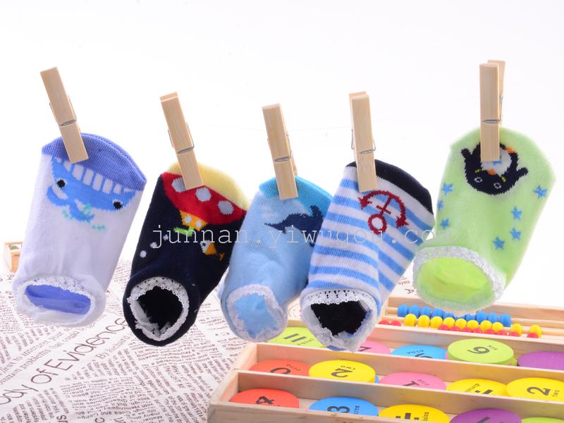 Junnan men's rubber-soled boat socks, lace cartoon boat socks, baby socks, and walking socks