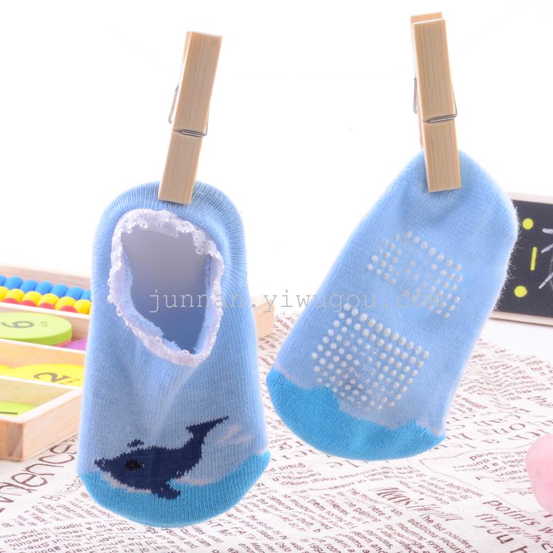 Junnan men's rubber-soled boat socks, lace cartoon boat socks, baby socks, and walking socks details Picture