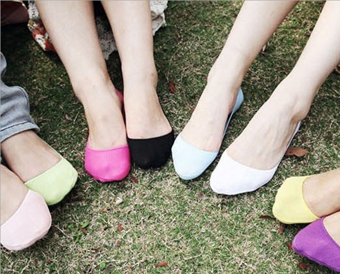 纯棉窄边船袜 浅口隐形袜 糖果色防滑地板袜