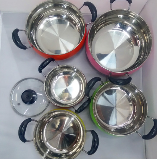 High-quality stainless steel pearl color soup pot five-piece double ear pot cooking pot Application Scenario