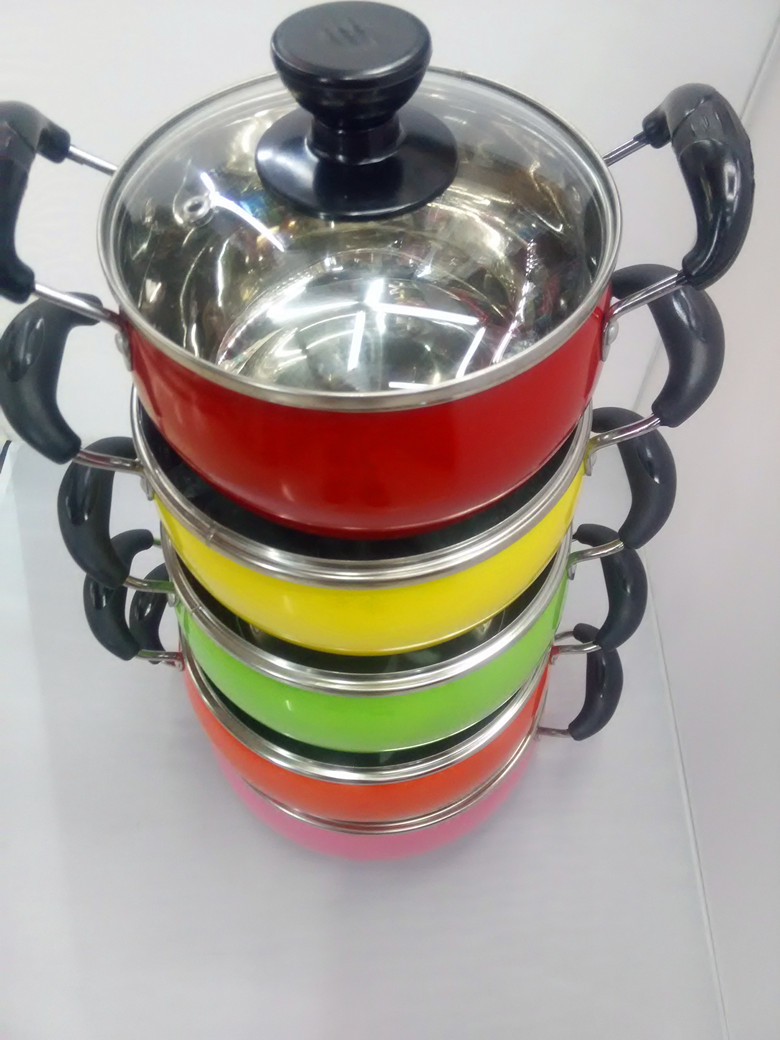 High-quality stainless steel pearl color soup pot five-piece double ear pot cooking pot details Picture