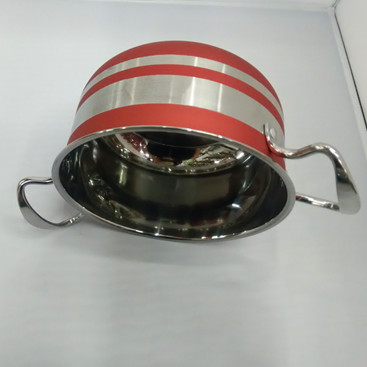 High-quality stainless steel, steel-handled, silver-colored double-base pot, four-piece set, soup pot, stew pot, double ears Specification image