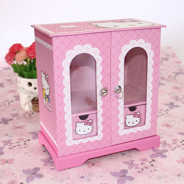 KT儿童首饰盒饰品收纳盒微形儿童小衣柜礼品盒