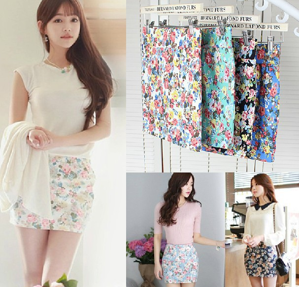 Wholesale of summer half-length floral skirts and body-hugging skirts