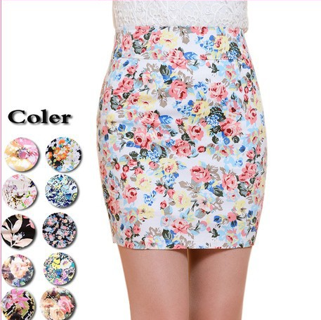 Wholesale of summer half-length floral skirts and body-hugging skirts details Picture