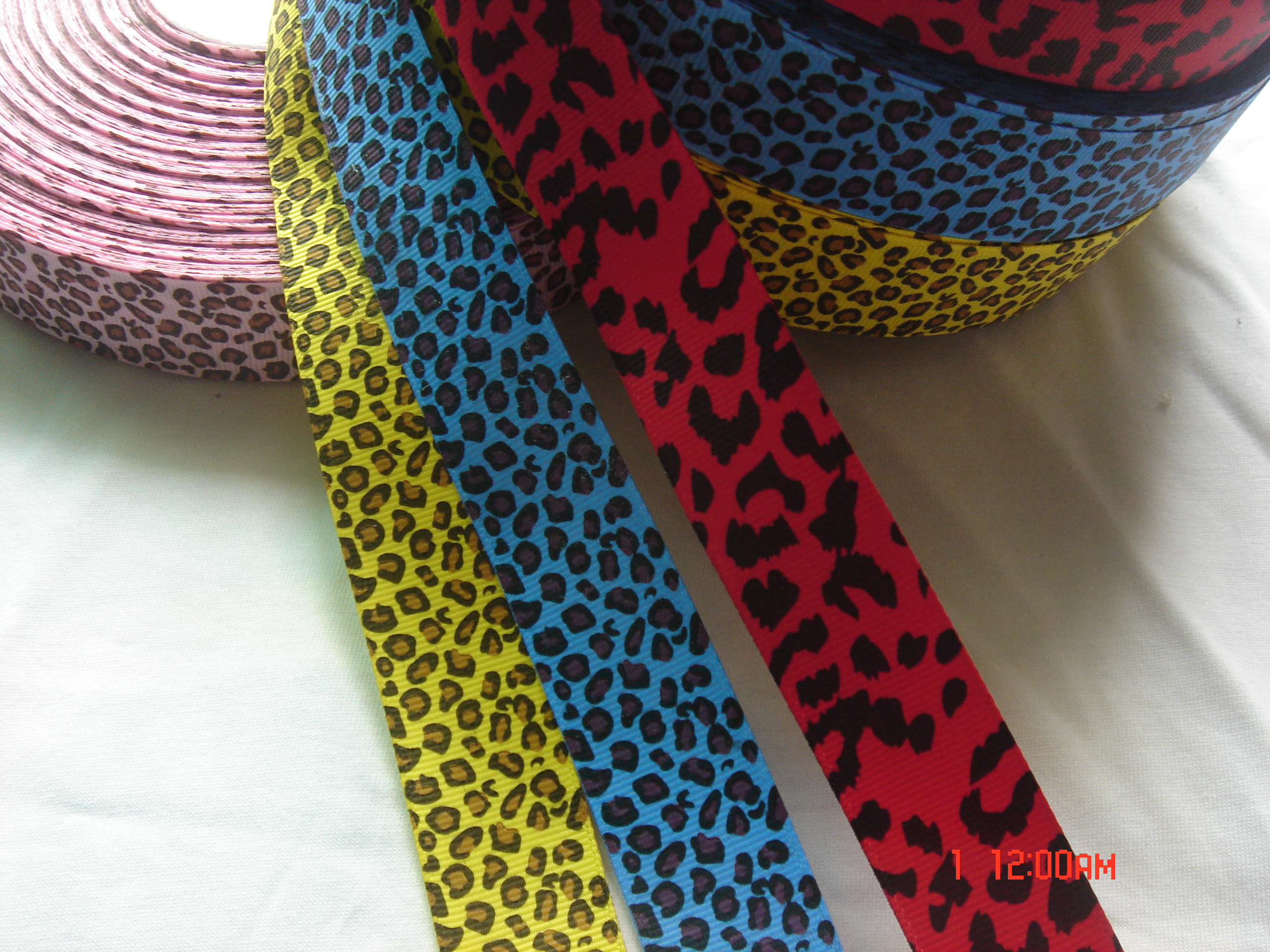 厂家现货供应2.5cm罗纹带印动物纹、豹纹宠物带，可来样订做