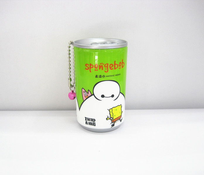 2015新款大白卡通系列30片罐装迷你可乐抽取式湿巾细节图