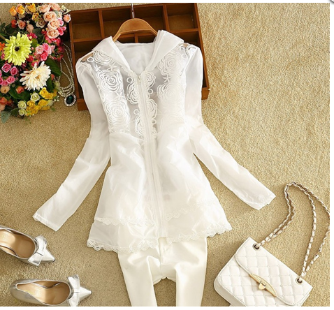 New Korean-style sun-protective clothing with lace rose flower mid-length long sleeves Application Scenario