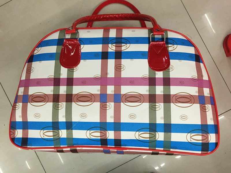 2015新款 女生红色条纹时尚背包 书包 旅行包 手拎包详情图4