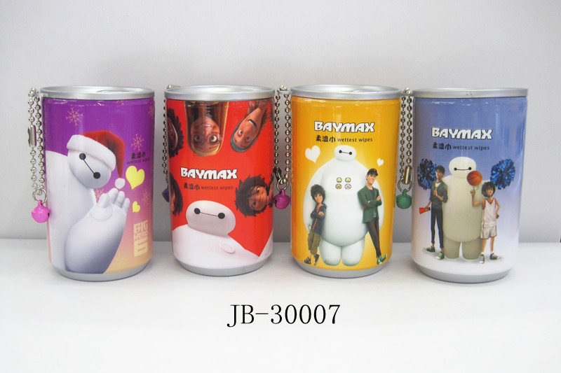 新款卡通大白系列30片抽取式柔湿巾罐装可乐湿巾16-30007