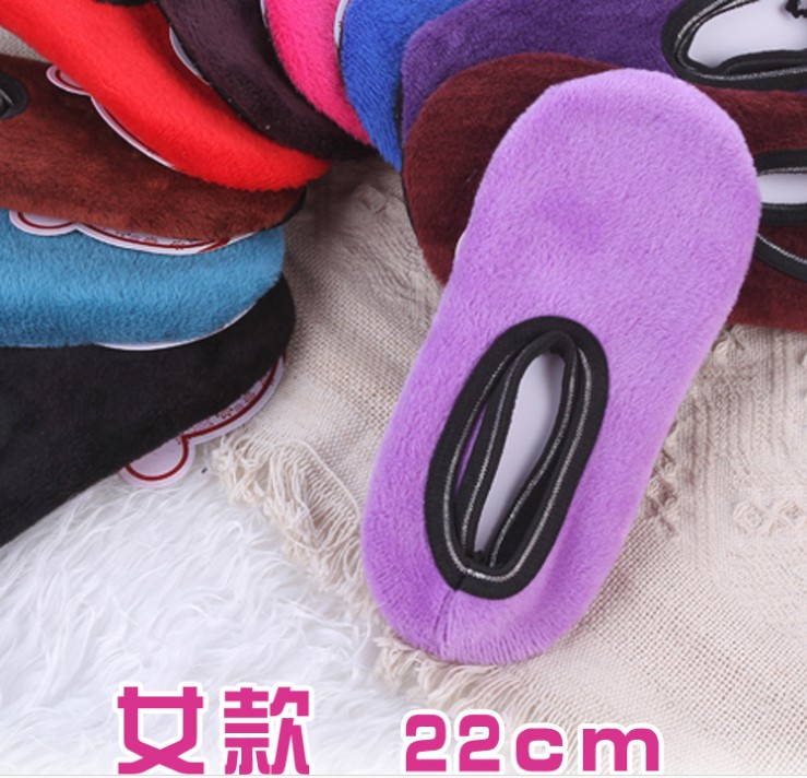 早教女士加绒防滑地板袜不倒绒成人加厚袜套船袜点胶