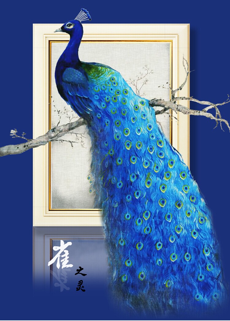 DIY钻石画 装饰画 雀之灵 孔雀