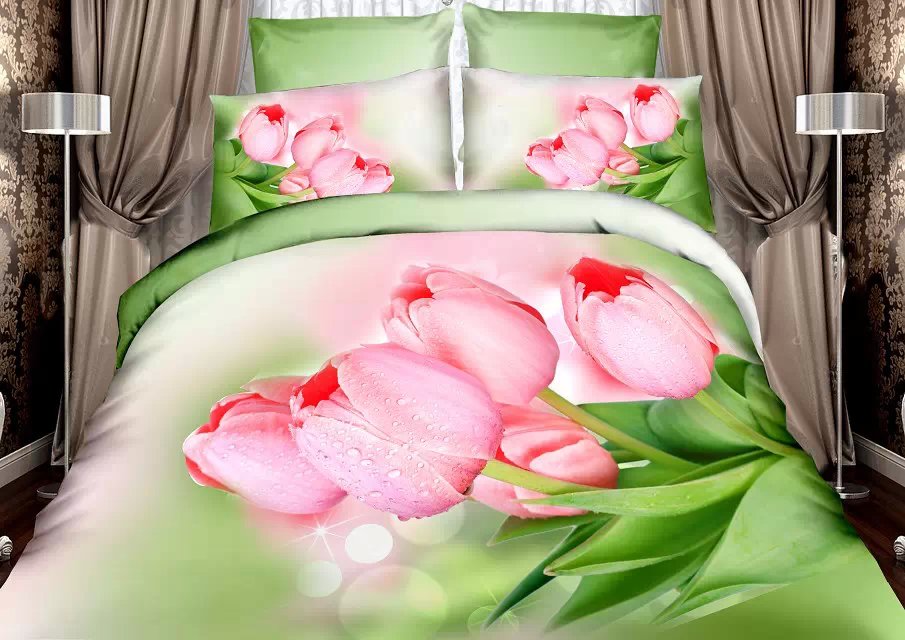 Bedding, 4-piece set,3d, active, all-cotton, large floral, manufacturer Specification image