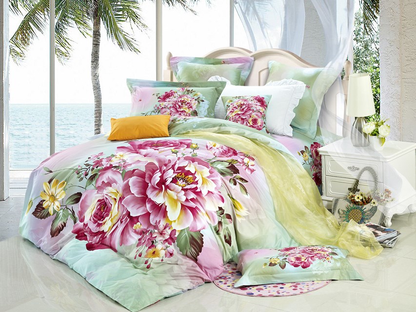 Bedding, 4-piece set,3d, active, all-cotton, large floral, manufacturer details Picture